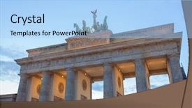  Presentation with sunset - Amazing theme having brandenburg gate at sunset berlin backdrop and a light blue colored foreground