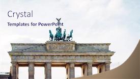  Presentation with famous moroccan koutoubia mosque minaret - Audience pleasing presentation design consisting of brandenburg-gate-brandenburger-tor-famous backdrop and a sky blue colored foreground