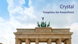  Presentation with 18th century - Amazing PPT theme having brandenburg gate brandenburger tor famous backdrop and a sky blue colored foreground