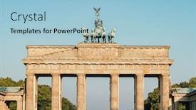  Presentation with railway gate - PPT theme consisting of brandenburg-gate-close-up background and a light blue colored foreground