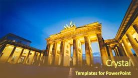  Presentation with night - PPT theme with brandenburg gate in berlin germany background and a tawny brown colored foreground