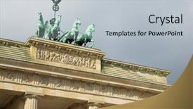  Presentation with germany and war - Cool new PPT layouts with brandenburg gate in berlin germany backdrop and a light gray colored foreground