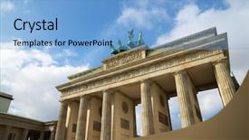  Presentation with germany and war - Beautiful slide deck featuring brandenburg gate in berlin germany backdrop and a light blue colored foreground