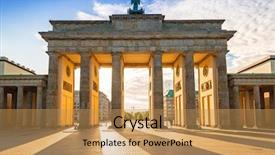  Presentation with sunrise - Theme with brandenburg gate in berlin background and a yellow colored foreground