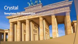  Presentation with sunrise - Amazing slide deck having brandenburg gate in berlin backdrop and a teal colored foreground