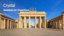  Presentation with sunrise - PPT theme featuring brandenburg gate in berlin background and a teal colored foreground