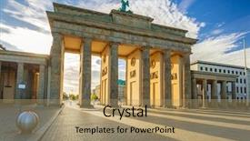  Presentation with germany and war - Amazing PPT theme having brandenburg gate in berlin backdrop and a coral colored foreground