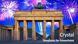  Presentation with new years - Slide set featuring brandenburg gate in berlin background and a ocean colored foreground