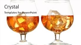  Presentation with brandy - Audience pleasing presentation theme consisting of brandy glasses with ice isolated backdrop and a  colored foreground