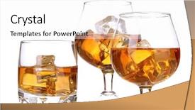  Presentation with brandy - PPT layouts with brandy glasses with ice isolated background and a white colored foreground
