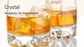  Presentation with brandy - Cool new presentation design with brandy glasses with ice isolated backdrop and a  colored foreground