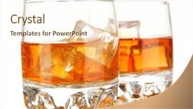  Presentation with brandy - Cool new slide set with brandy glasses with ice isolated backdrop and a cream colored foreground