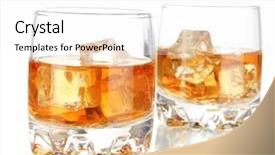  Presentation with brandy - Cool new presentation theme with brandy glasses with ice isolated backdrop and a white colored foreground