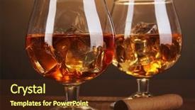  Presentation with brandy - Colorful slide set enhanced with brandy glasses with ice backdrop and a tawny brown colored foreground