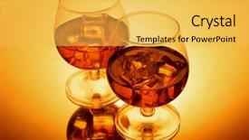  Presentation with brandy - Presentation theme featuring brandy glasses with ice background and a  colored foreground
