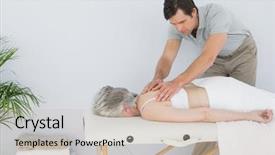  Presentation with physiotherapist - Slide set with the beach of ocean background and a  colored foreground.