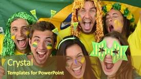  Presentation with victory sport - PPT theme having group of brazilian sport soccer background and a tawny brown colored foreground