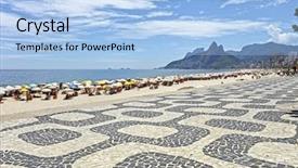  Presentation with ipanema beach - Colorful presentation theme enhanced with ipanema beach backdrop and a light blue colored foreground