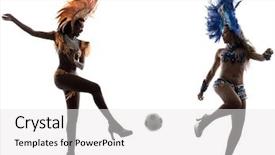  Presentation with brazil - PPT theme with brazil clothing - two women samba dancer playing background and a white colored foreground