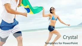  Presentation with latino - Cool new PPT layouts with brasil fans and hold flag backdrop and a sky blue colored foreground