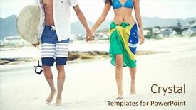  Presentation with latino - Presentation theme featuring brasil latino hispanic couple walking holding hands with surfboard and flag as sarong background and a cream colored foreground