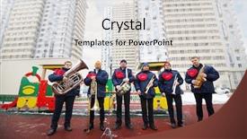  Presentation with band - Colorful PPT theme enhanced with brass-band-of-six-musicians backdrop and a light gray colored foreground