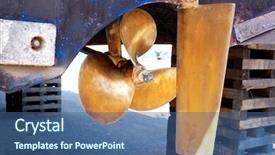  Presentation with ship propeller - Beautiful presentation theme featuring brass boat propeller and steering backdrop and a ocean colored foreground