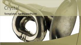  Presentation with white - Audience pleasing PPT layouts consisting of brass-horn-on-white backdrop and a mint green colored foreground