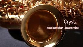  Presentation with awards banquet black and gold - Slide deck featuring brass instrument - golden shiny saxophone on black background and a wine colored foreground