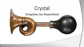  Presentation with copper - Beautiful PPT theme featuring brass instrument - vintage copper horn isolated backdrop and a white colored foreground