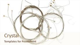  Presentation with strings - PPT theme having brass part - old guitar strings isolated background and a cream colored foreground