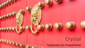 Presentation with chinese traditional - Theme consisting of brass-talisman-knockers-and-door background and a red colored foreground