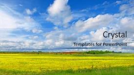  Presentation with green energy - Amazing theme having field of rapeseed with beautiful cloud - plant for green energy backdrop and a light blue colored foreground