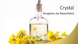  Presentation with oil - Amazing slide set having biodiesel plant - isolated rape oil with blossoms backdrop and a white colored foreground