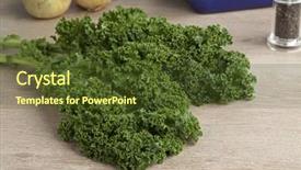  Presentation with free organic cosmetic - Presentation consisting of brassica oleracea - fresh picked organic curly kale background and a  colored foreground