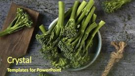  Presentation with green plate - Presentation theme with brassica oleracea - high-angle shot of some stems background and a tawny brown colored foreground