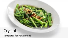  Presentation with stir fried bok choy - PPT layouts featuring brassica oleracea - stir fried chinese kale chinese background and a white colored foreground
