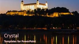  Presentation with night - Audience pleasing PPT theme consisting of bratislava-castle-at-night-slovakia backdrop and a wine colored foreground