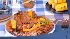  Presentation with corn cob - Colorful PPT layouts enhanced with bratwurst-and-steak-dinner backdrop and a red colored foreground