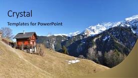  Presentation with skiing - PPT theme enhanced with braunwald famous swiss skiing resort background and a light blue colored foreground