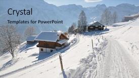  Presentation with skiing - Beautiful slides featuring braunwald famous swiss skiing resort backdrop and a light blue colored foreground