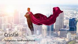  Presentation with super man - Beautiful presentation design featuring brave - super man in sky backdrop and a lemonade colored foreground