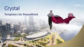  Presentation with super man - Theme consisting of brave - super man in sky background and a sky blue colored foreground