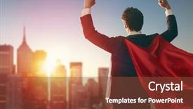  Presentation with brave - Cool new theme with brave - superhero businessman looking at city backdrop and a tawny brown colored foreground