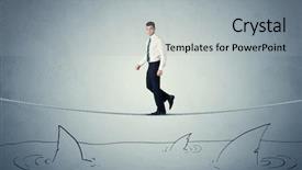  Presentation with shark fin - Slide deck featuring brave businessman walking on tightrope background and a light gray colored foreground