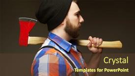  Presentation with brave - Presentation theme consisting of brave-enough-brutal-lumberjack-cutting background and a tawny brown colored foreground