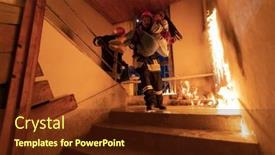  Presentation with firefighter - Presentation consisting of brave-fireman-descends-stairs background and a tawny brown colored foreground