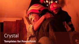  Presentation with building fire - Slides enhanced with brave-fireman-descends-stairs background and a tawny brown colored foreground