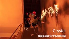  Presentation with building fire - Presentation enhanced with brave-fireman-descends-stairs background and a tawny brown colored foreground