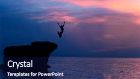  Presentation with brave - Audience pleasing PPT theme consisting of brave girl jumping backdrop and a navy blue colored foreground